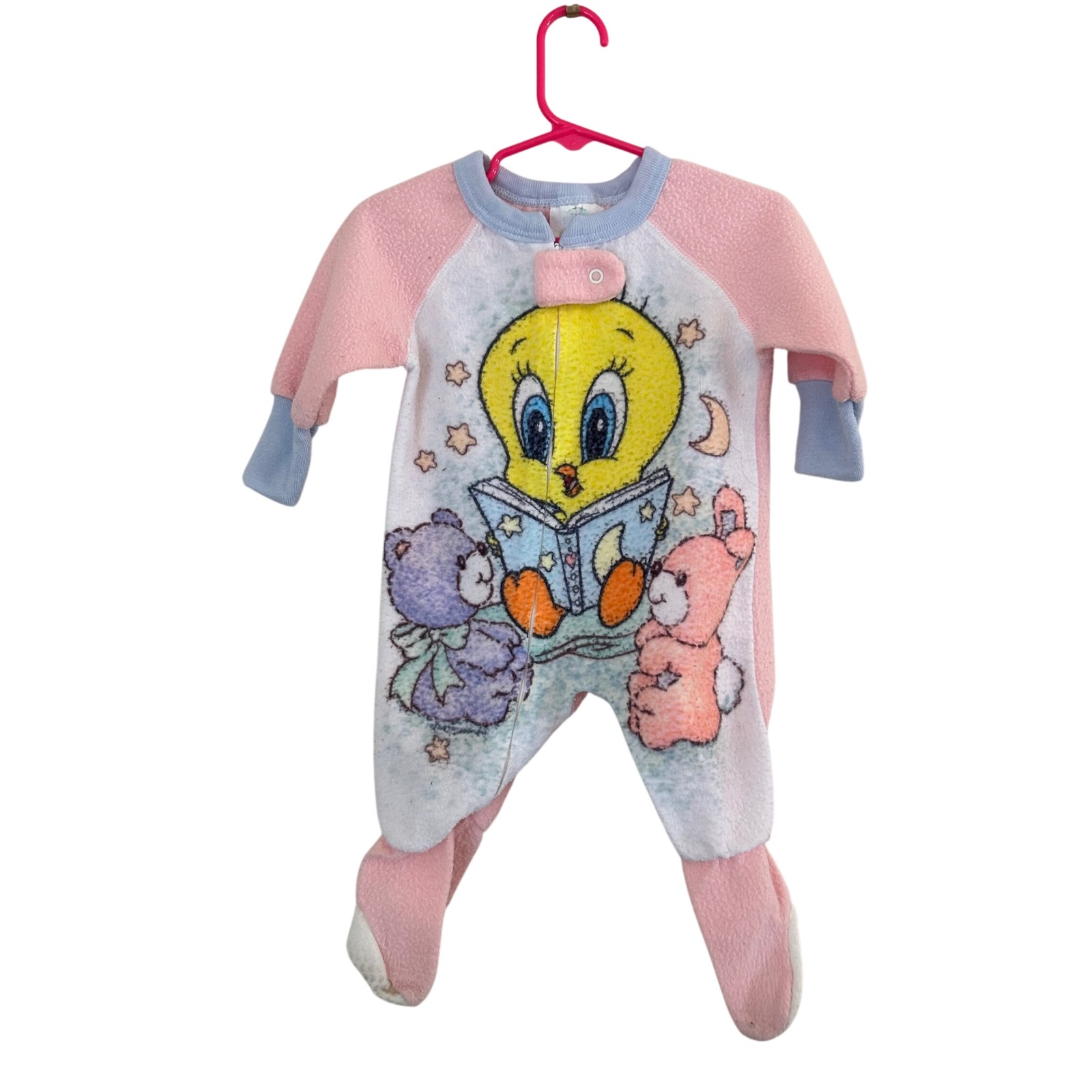 Baby Looney Tunes Footed Sleeper Kids 7-12 Months Pink Tweety Bird Vintage 1997